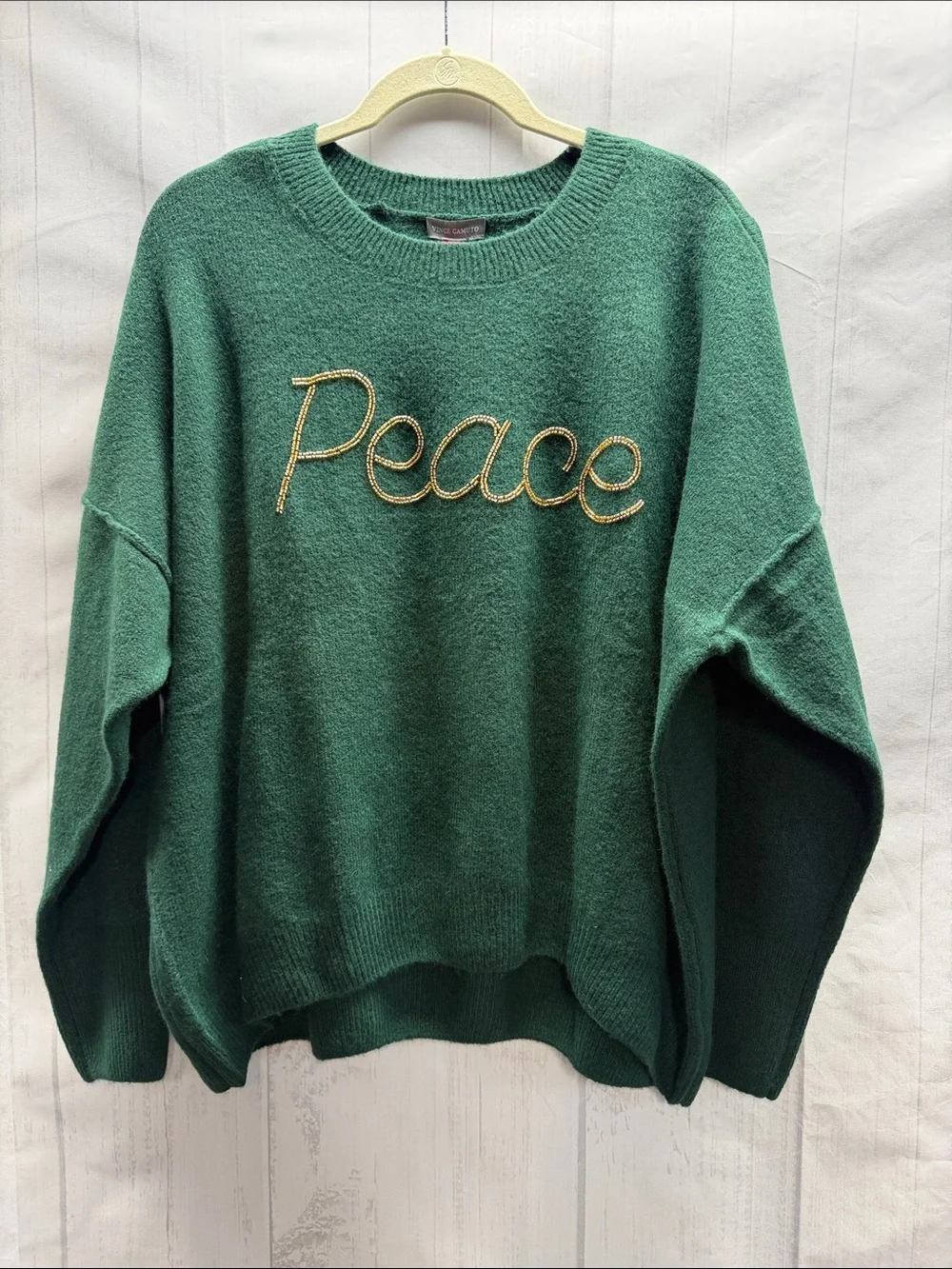 Vince Camuto NWT Green Peace Holiday Christmas Cozy Soft Crewneck Sweater XL